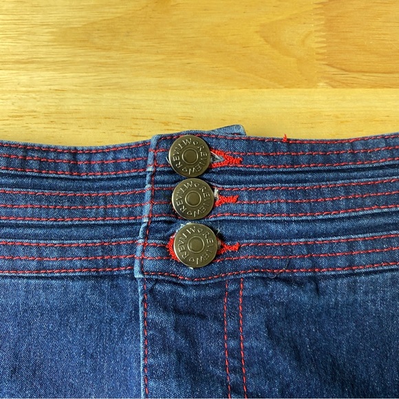 REVIEW 'Going Sailing' Indigo Denim Button Front Stretch Retro Shorts Size 12 - Picture 9 of 13